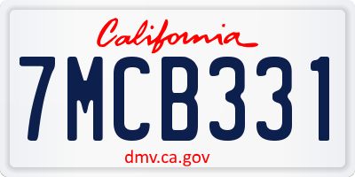 CA license plate 7MCB331
