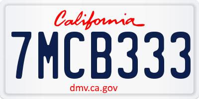 CA license plate 7MCB333