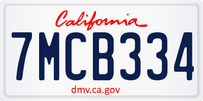 CA license plate 7MCB334