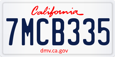 CA license plate 7MCB335