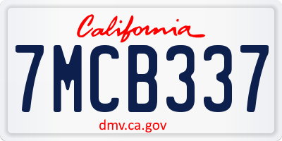 CA license plate 7MCB337