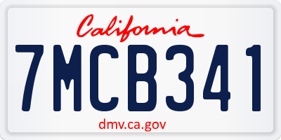 CA license plate 7MCB341