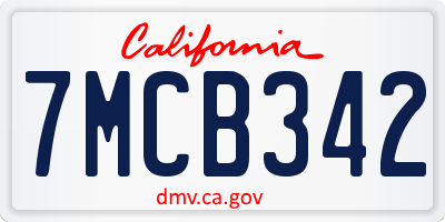 CA license plate 7MCB342