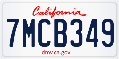 CA license plate 7MCB349