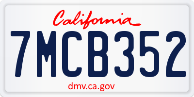 CA license plate 7MCB352