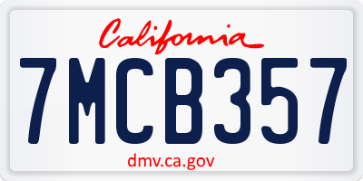 CA license plate 7MCB357