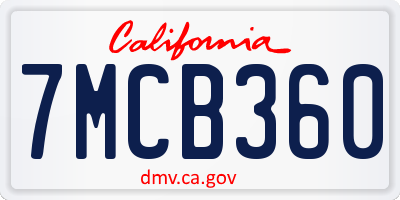 CA license plate 7MCB360