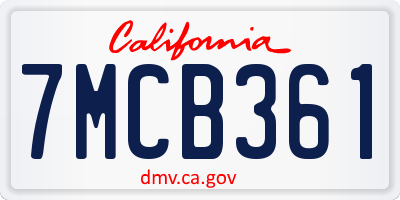 CA license plate 7MCB361