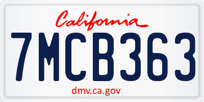 CA license plate 7MCB363