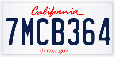CA license plate 7MCB364