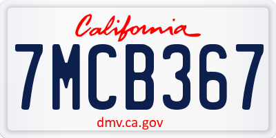 CA license plate 7MCB367