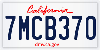 CA license plate 7MCB370