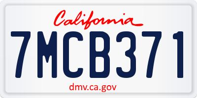 CA license plate 7MCB371