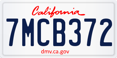 CA license plate 7MCB372