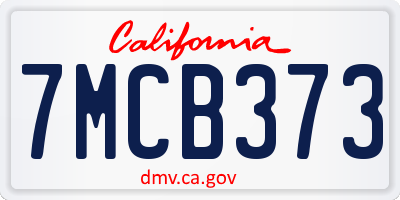 CA license plate 7MCB373