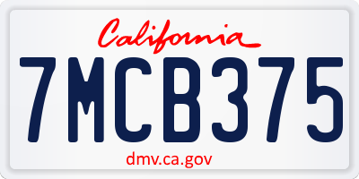 CA license plate 7MCB375