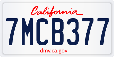CA license plate 7MCB377