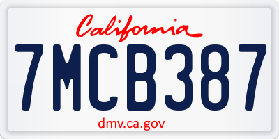 CA license plate 7MCB387