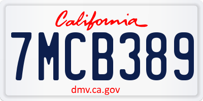 CA license plate 7MCB389