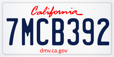 CA license plate 7MCB392