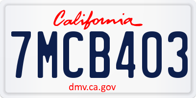 CA license plate 7MCB403