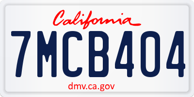 CA license plate 7MCB404