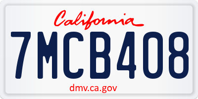 CA license plate 7MCB408
