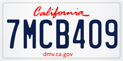 CA license plate 7MCB409