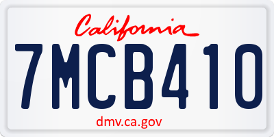 CA license plate 7MCB410