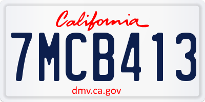 CA license plate 7MCB413
