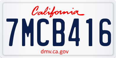 CA license plate 7MCB416