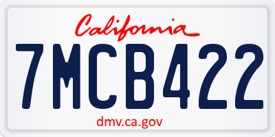 CA license plate 7MCB422