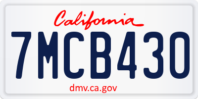 CA license plate 7MCB430