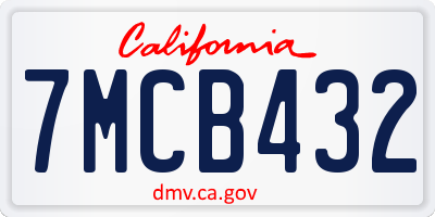 CA license plate 7MCB432