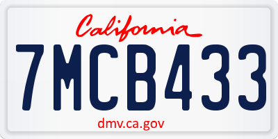 CA license plate 7MCB433