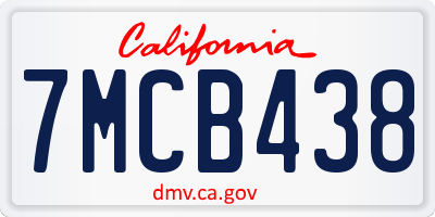 CA license plate 7MCB438