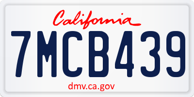 CA license plate 7MCB439