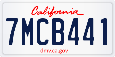 CA license plate 7MCB441