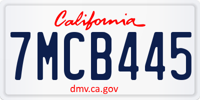 CA license plate 7MCB445