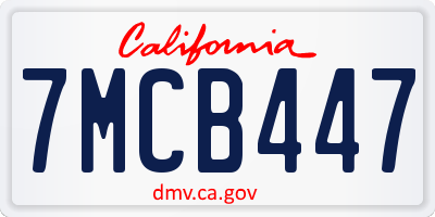 CA license plate 7MCB447