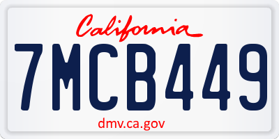 CA license plate 7MCB449