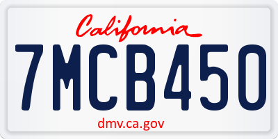 CA license plate 7MCB450