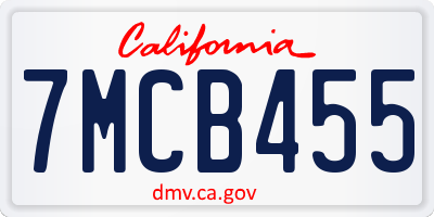 CA license plate 7MCB455