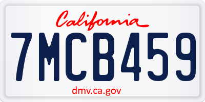 CA license plate 7MCB459