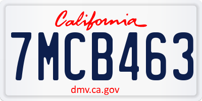 CA license plate 7MCB463