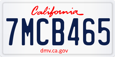 CA license plate 7MCB465
