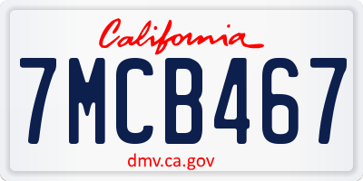CA license plate 7MCB467
