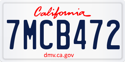 CA license plate 7MCB472