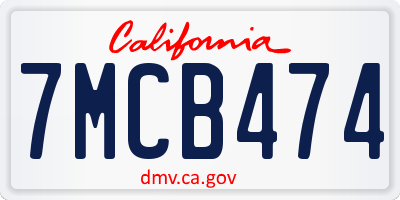 CA license plate 7MCB474
