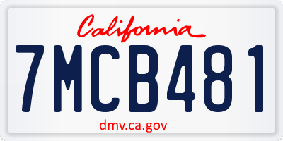 CA license plate 7MCB481